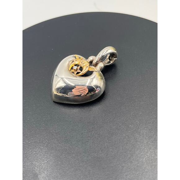 Joseph Esposito Shriners 925 ESPOSIG 14K Puffy Heart 2.0 mm Diamond Pendant - Picture 10 of 10